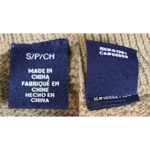 Chaps Knit Sweater sz S Beige Henley Mock Neck Warm Winter Comfort Partial Zip - Picture 7 of 8